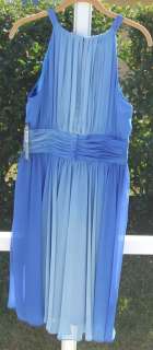 TAHARI DYLAN COBALT BLUE SILKY POLYESTER LINED COCKTAIL AFTER 5 DRESS 