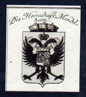 1780   Mindelheim Unterallgäu Wappen Kupferstich  