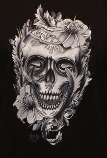 Styles & More TATTOO SHIRT Mexican Skull and Flowers  