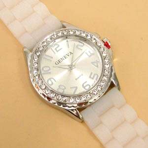   silicone band watch with crystal bezel 1 5 in diameter large case with
