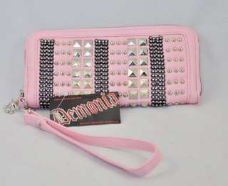 Black or Pink Handbag Clutch Wallet Goth Studs & Skull  