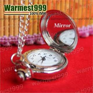 Cartoon Minnie Mouse quartz pocket watch pendant chain necklace & gift 