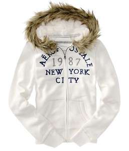 AEROPOSTALE NWT Fur Trimmed Hoodie Sweatshirt Large $89  