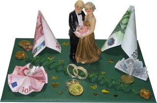 Geldgeschenk Goldene Hochzeit mit Goldpaar Dekozahl 50  