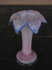 Art Glass tulip vase w/petals  hand blown; swirl, flower, moss 