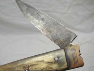   HANDLED FOLDING POCKET KNIFE BLACKSMITH FORGED ANTIQUE 1700S  