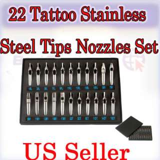 22 PCS Tattoo Stainless Steel Tips Kit for Grip Machine 1 Set FT RT DT 