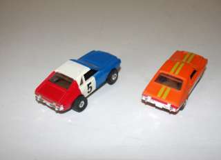 AURORA HO SCALE SLOT CARS AMX ORANGE + RED/WHITE/BLUE TRANS AM  