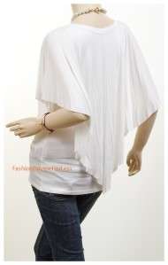 Shely Button up Flutter Fitted Overlay Shawl Jersey Blouse Tee Shirt 
