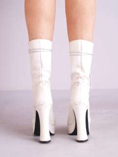 Vtg 70s White MONSTER PLATFORM Leather Lace Up Granny Disco Ankle 