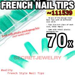 70 pcs Acrylic French False Nail Tips 18 Glitter Design  
