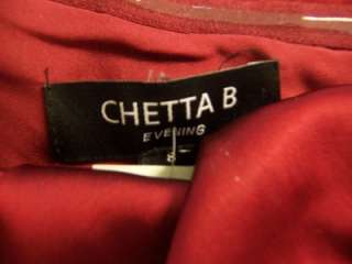 CHETTA B One Shoulder ruby red Stretch Satin beaded Cocktail Dress 10 