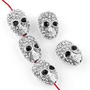   Crystal Rhinestone Skull Loose Beads Findings Jewelry DIY 11x16mm