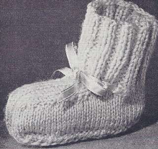 Vintage Knitting PATTERN Baby Boot Socks Booties Shoes  