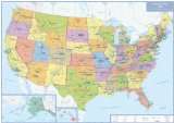 USA   Politische Karte 1  5 000 000. Planokarte Die 50 Bundestaaten 