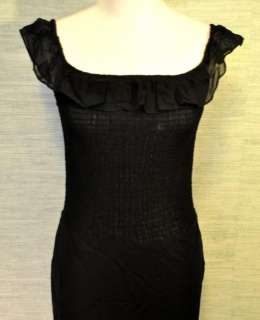 Vintage Ralph Lauren Smocked Black Ruffly Dress Size S  