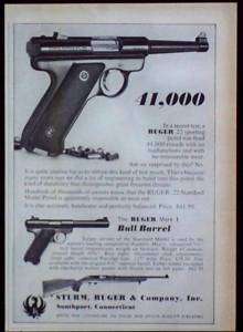 Vintage 1966 Ruger .22 Pistol Magazine Print Ad  