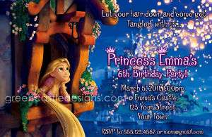 Tangled Invitations   Birthday Party Rapunzel Custom Invite Printable 