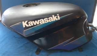 1995 Kawasaki Ninja 500 Gas Tank Black with Blue Stripe Fuel Petrol 