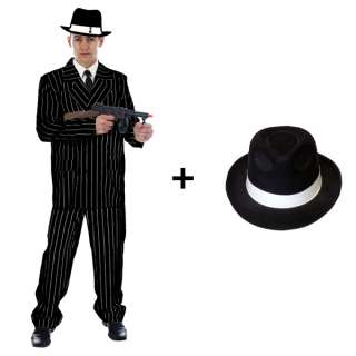 Mens Gangster Mafia Al Capone Fancy Dress Costume + Hat  