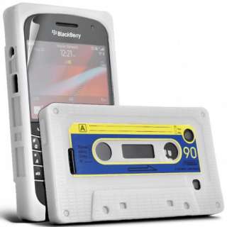 White Cassette Case Cover For Blackberry Bold 9900 + Free Screen 