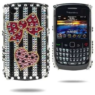 FOR BLACKBERRY CURVE 9300 BLING GEMS BOW TIE CASE COVER  