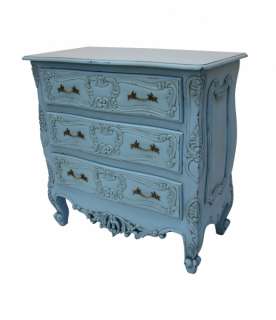 french style chest of drawers designer funky painted teal blue bedroom 