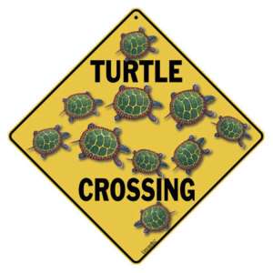 Schildkröten Warnschild   30x30 cm   Turtles Crossing  