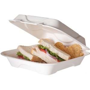 Eco Products EP HC91 9 x 9 x 3 Sugarcane Clamshell Food Box (Case 