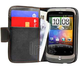   Magic Store   AIO BLACK WALLET LEATHER CASE FOR HTC WILDFIRE G8 +FILM