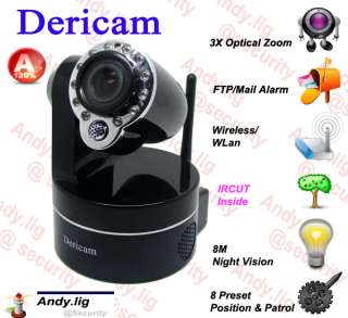   Dericam PTZ Wireless Indoor IP Camera 3X Optical Zoom