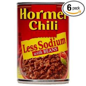Hormel Chili with Beans Less Salt, 15 Ounce (Pack of 6)  