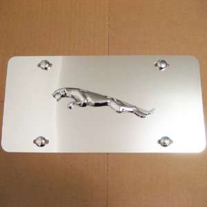  Jaguar Logo Aluminum Semi Mirrored Front License Plate 