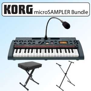 Korg microSAMPLER 37 Natural Touch Mini Key Sampling Keyboard Bundle 