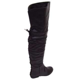 Paramount Shoes   WOMENS OVER KNEE HIGH THIGH BOOTS BLACK FLAT LADIES 