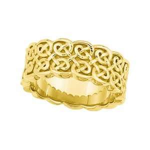    Size 7   14K Yellow Gold Celtic Wedding Band Ring 8mm Jewelry