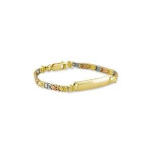    14k Rose White Yellow Gold XO Heart Links ID Bracelet Jewelry