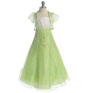  Chic Baby Girl Green White Floral Pageant Easter Formal 