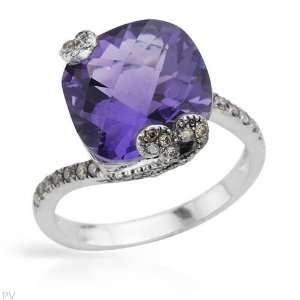 28 CTW Amethyst and 0.42 CTW Color K M I1 I2 Diamond Ladies Ring. Ring 