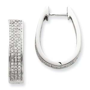   14k Gold White Gold Diamond Large Hinged Oval Hoop Earrings Jewelry