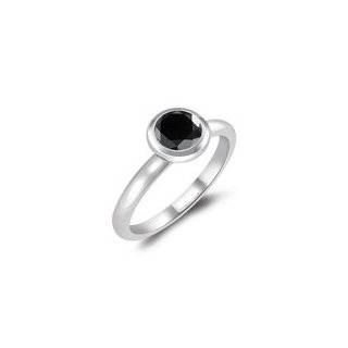   65 Cts Black Diamond Solitaire Ring in 14K White Gold 9.5 Jewelry