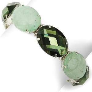   Jade/Faceted Green Crystal Stretch Bracelet 1928 Boutique Jewelry