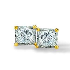  1/4 ctw Princess Diamond Earrings in 14kt Yellow Gold 