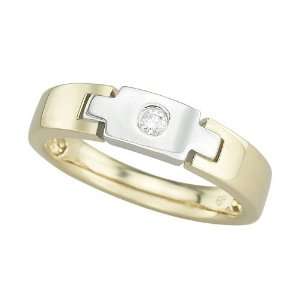  14K Two Tone Gold 0.04 ct. Bezel Set Diamond Wedding Ring 
