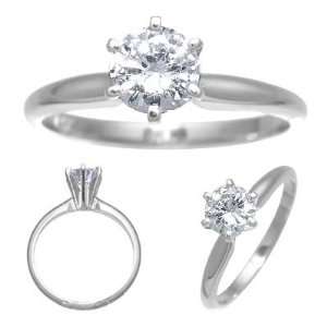  14K White Gold Diamond Solitaire Engagement Ring 0.50ct 