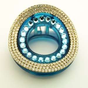    Glam Round Rhinestone & Crystal Turquoise Hair Claw Beauty