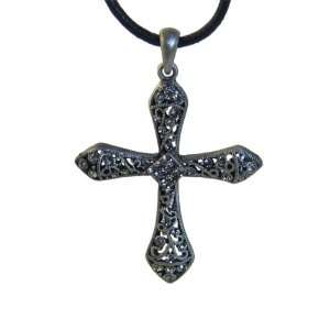  Large Victorian Cross Pendant Necklace Black Sports 
