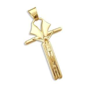    14k Yellow Gold Cross Crucifix Charm Pendant LARGE New Jewelry