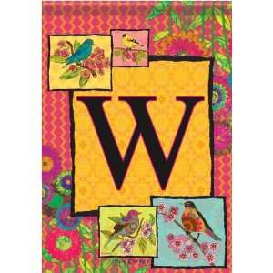  Colorful Monogram W Bird Floral Double Sided Garden Flag 