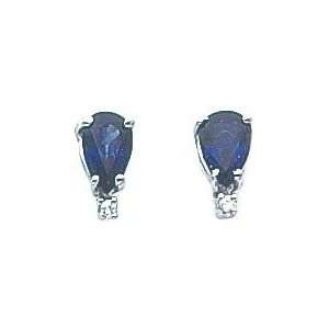    14K White Gold Pear Sapphire Diamond Earrings Jewelry Jewelry